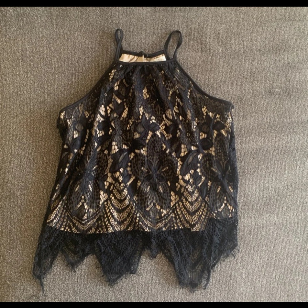 Black lace halter top